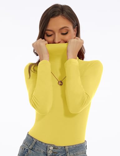 Image of Women's Turtleneck Long Sleeve Shirts Slim Fitted Lightweight Base Layer Casual Tops