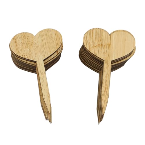 30PCS Wooden Plant Labels for Seedling, Heart Shaped Wooden Garden Plant Markers for Seedling Potted Flowers Vegetables
