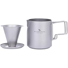 Boundless Voyage Titanium Pour-over Coffee Maker Set Coffee Mug with Reusable Detachable Dripper Manual Reusable Cone Filter for 1-2 Cups 6007P