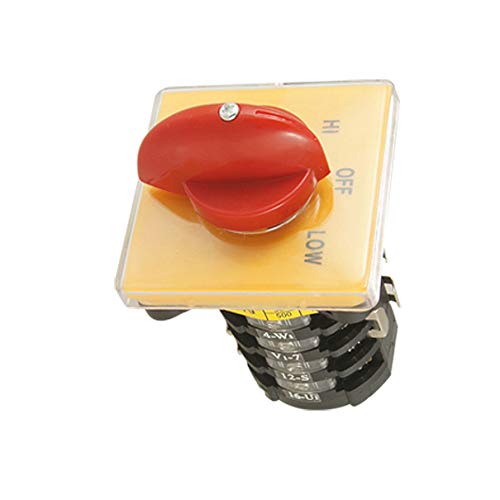 Aexit T-16EXF64D-4 HI Relays Off Low Position Red Handle Rotary Cam Selector Switch Combination Switch