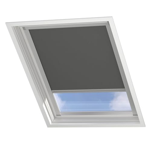 DTCH Dachfenster verdunkelungsrollo für VELUX CK01 dunkelgrau mit Führungsschiene dachfenster Rollo dachfenster verdunkelung Rollo für dachfenster