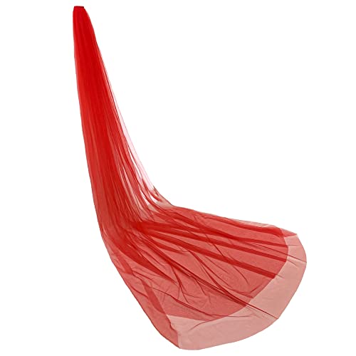 AUSUAYA Velo nupcial de la boda, velo de la catedral de tul simple de las mujeres para despedida de soltera y boda fiesta de gallina W-V-1, Largo - Rojo - 2 niveles 118/300 cm, eine Größe.