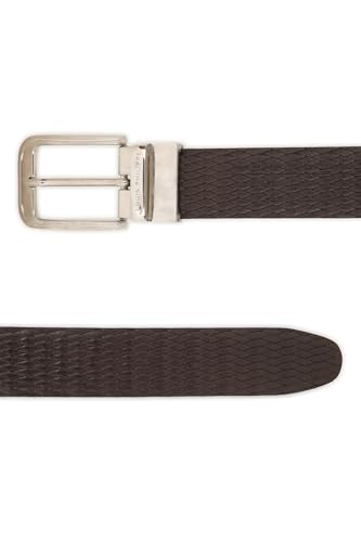 Image of Louis Philippe Men 100% Italian Leather Brush Gun Metal Buckle Formal Reversible Belt