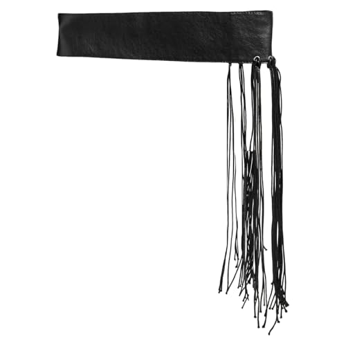 Yuppie Fringe Waistband For Women Elegant Hip Scarf Belt Black Long Fringe Girdle Belt Stylish Accessory Yuppie Leather Punk Accessory