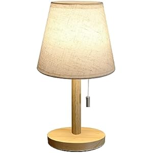 Table Lamp 3-Way Dimmable Nightstand Lamp for Bedroom, Off White Linen Waterproof Lampshade & Wood Base Indoor Outdoor Lamps | 4000mAh Battery | Small Lamp for Living Room, Patio, Home Decor