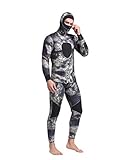 U MAX BEAUTY Männer 3Mm Neoprenwetsuit, Zweiteiliger Camo Mit Kapuze Surfen Anzug Für Schnorchel, Tauchen Schwimmen, Surfen,Blau,S