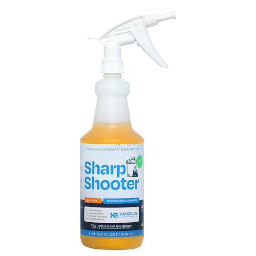 KINZUA ENVIRONMENTAL Sharpshooter, Heavy-Duty Trash Can Odor Eliminator & Degreaser, Garbage Surface Cleaner and Deodorizer Foam, Professional-Grade, Fresh Citrus Scent, 32 oz