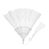 Levemolo Abanico Plegable de Encaje Negro Plumas Blancas y Diseño Vintage de Rosas Abanico Ligero para Bodas y Fiestas Decorativo Estilo Lolita para Mujeres