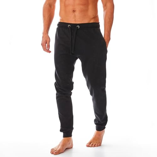 Iron Mountain Pantalones de chándal de Trabajo para Hombre de Hilo recuperado, Pantalones Jogger con puños, Negro, L