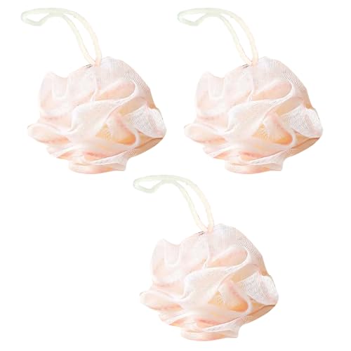 LilaLemon 3Pcs Shower Puff Bath Loofah in 5CM, Small Mesh Puff Bath Sponge, Body Exfoliating Mesh Shower Foam Ball Scrunchie,Shower Body Brush for Men and Women