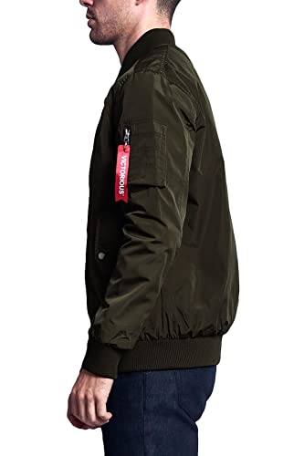 G-Style Usa Men's Lightweight Bomber Flight Jacket Jk704 - Olive - X-Large- K4F #TOP1