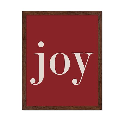 Poster Master Joy Poster - Christmas Print - Holiday At - Trendy Art - Modern Art - Minimal Art - Gift for Men & Women - Aesthetic Wall Decor for Living Room, Bedroom or Dorm, 8x10 Brown Framed