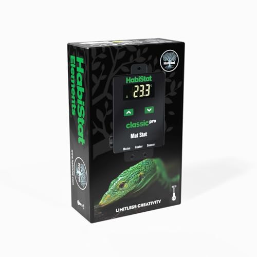 HabiStat Classic Pro Mat Stat – Thermostat Reptile on/Off, Noir 450 Watts | Contrôleur de Température pour Tapis Chauffant Terrarium. Idéal pour Serpent,...