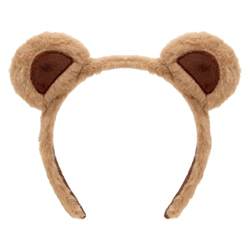Moikolok Bear Ears Headband Brown Bear Ears Costume Plush Fuzzy Animal Ears Headband Head Wear for Dressy Party Makeup Washing Face