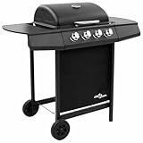 LAPOOH Gasgrill mit 4 Brenner, Grill Gas, Gas Tischgrill, Tischgasgrill, Kombigrill, Grill Für Balkon, Grillstation,n Schwarz