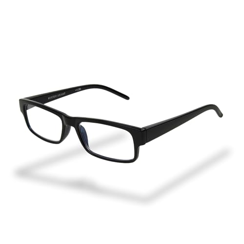 Foster Grant Glasgow Reading Glasses for Men & Women +1.50 Rectangular Frame made with 20% Recycled Plastic Scratch-Resistant Lenses Spring Hinges & Sustainable Pouch