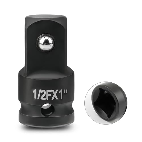 LEPEVNEY 1/2" Drive (Female) x 1" (Male) Impact Socket Adapter, CR-MO Steel, Compatible with Air Impact Wrenches, Breaker Bars, Ratchets