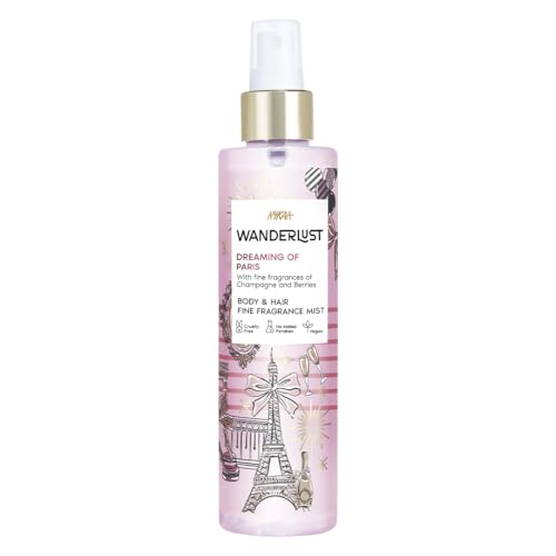 Nykaa Wanderlust Dreaming of Paris Body & Hair Mist, Champagne & Berries Fragrance, Cruelty-Free, Long-Lasting Fine Perfume Spray, 200ml