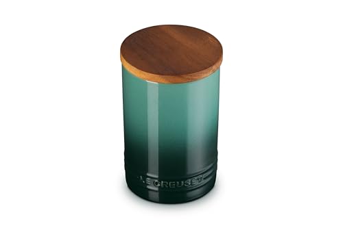 Image of Le Creuset Signature Large Salt Cellar and Storage Canister with Wood Lid, 26 oz., Artichaut