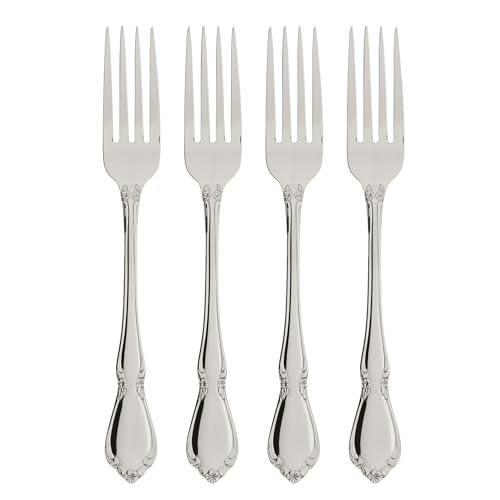 Oneida Chateau Fine Flatware Dinner Forks, Set of 4, 18/10 Stainless Steel, 2610004A