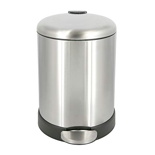 Glad Small Trash Can, 1.2 Gallon | Round Stainless Steel Garbage Bin with Soft Close Lid & Step Foot Pedal | Metal Waste Basket with Removable Inner Bucket, Stainless, 8 x 9.5 x 12 inches - image 8