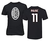 GamesDur Soccer Star Player Jersey Style Milan #11 Pulisic Unisex T-Shirt (Black, Large)