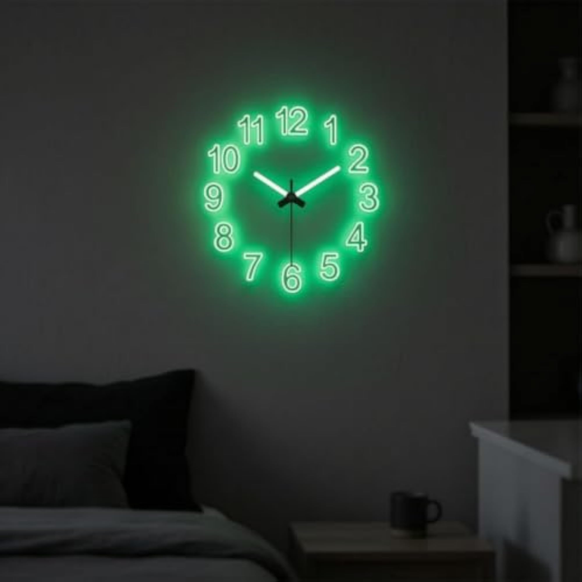 Glow in the Dark DIY Wall Clock Drillless Luminous