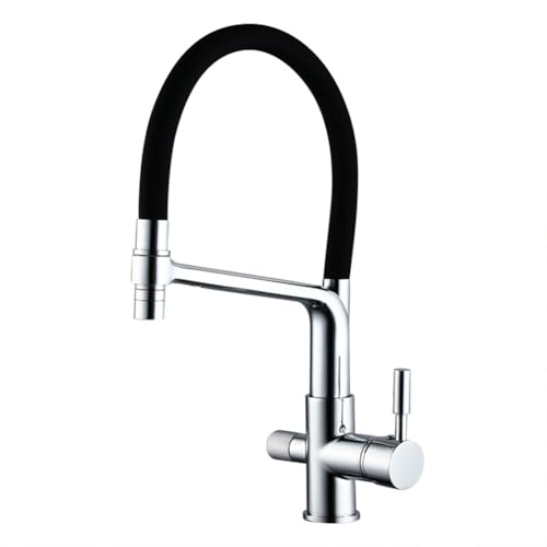 Robinet de cuisine 3 voies noir brossé pour supprimer le second robinet