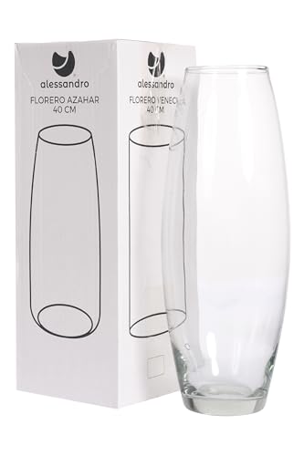 GIOCOKIDS, Florero Cristal Azahar 40 cm para Decoración – Jarrón Cristal Decorativo Moderno, Ideal como Centro de Mesa o Jarrón de Suelo para Salón