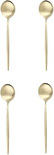 Miniatura 8 de Gugrida Cuchara de té mate de acero inoxidable, 4 piezas, cuchara de café de acero inoxidable, cubertería pequeña cuchara agitadora, vajilla de