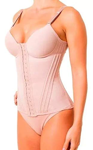 Cinta Alta Compressão Com Bojo 12 Barbatanas (Bege, M)