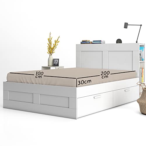 Home Still Fitted Bed Sheet | Super Soft Polycotton & Stretch Micro Knitted Fabric | Washable Soft Flexible & Easy to Tidy Up | Single Size 100x200x30cm Beige - Image 3