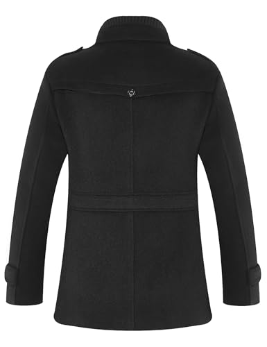 Image of APTRO Men's Pea Coat Wool Jacket Single Breasted Winter Coat Military Coat 1108 Black XL