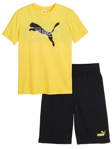 La mejor comparación de Conjuntos para Niño los mejores 5. 45 PUMA - Juego de playera de algodón de 2 piezas para niños, color amarillo soleado, 12M, amarillo soleado, 12m