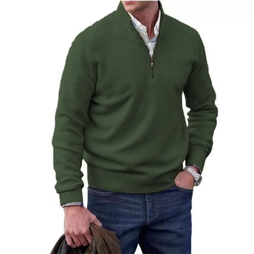 Mens Quarter Zip Pullover Slim Fit Lightweight Knit Pullover Sweaters, Slim Fit Mock Neck Pullover Polo Sweaters