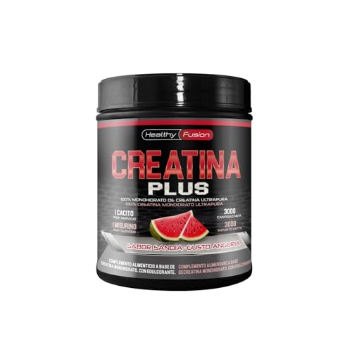 Healthy Fusion Creatina Monohidratada en Polvo | 2.8 g/dosis Creatina | Fórmula 100% pura sin aditivos | Creatina Micronizada 200MESH | Apoyo al Rendimiento y Desarrollo Muscular | 300g sabor sandia