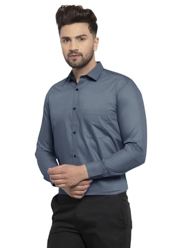 Image of Pinkmint Mens Long Sleeve Button Down Shirt for Men Collared Casual Formal Soild Shirt