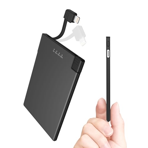 TNTOR 3500mAh Slim Power Bank with Built-in Lightning Cable