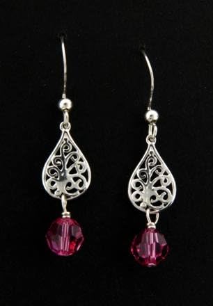 Sosie Sterling Silver Earring with Rose Crystal Tear Drop