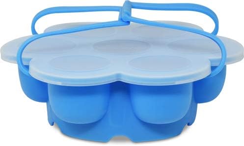 Salbree Egg Bite Mold for Instant Pot Accessories Silicone Instapot Steamer Molds Container for Eggs Meatloaf fits Insta Pot Cooker 5qt 6qt 8qt - Built-In Handles & Trivet (light blue)