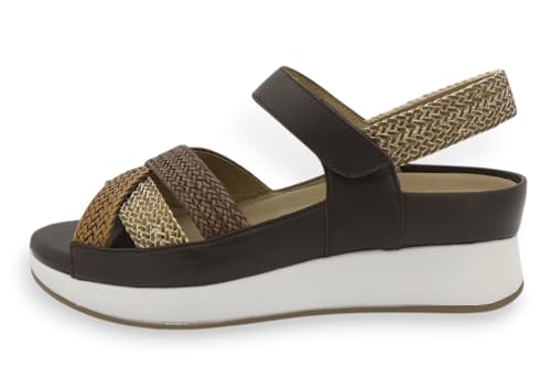 PieSanto - 260425 Sandalia Plantilla Extraíble Trenzado Ginger-Bronce-Caoba para: Mujer talla: 38
