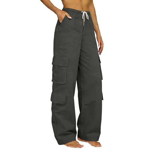 Generico Pantaloni Cargo Donna in Cotone a Vita Alta -