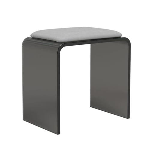 YRCHang Taburete De Maquillaje De Acrílico,Negro Y Transparente Cambiar El Taburete del Zapato, Casa Sala De Pruebas Taburete con Cojines Cómoda 41 × 30 × 45 Cm