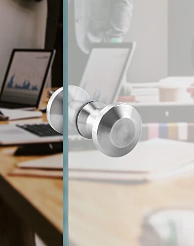 QWORK® 1 Paar Dusche Tür Doppel Knopf, Türknopf Duschtürgriff, 304 Edelstahl Dusch-Glastürgriffe Badezimmer Duschtürknauf, Duschtürknopf, Beschläge Türknauf Griff, rund