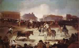 Peinture à l'huile Francisco De Goya reproduction tableau A Village Bullfight
