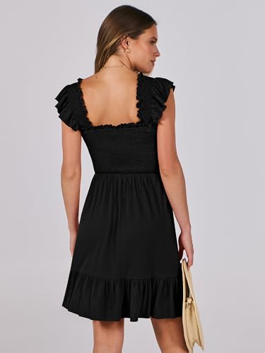 Prinbara Womens Summer Casual Square Neck Smocked Short Sundress 2025 Spring Beach Vacation Flowy Cute Teen Boho Dresses4