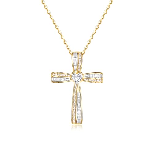 Moissanite Cross Necklace for Women Sterling Silver Twisted Cross Pendant with 5A Cubic Zirconia Birthday Jewelry Gifts for Women Wife