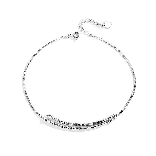 Tobillera Y2K de plata de ley 925 para mujer con paquete de regalo de 25cm