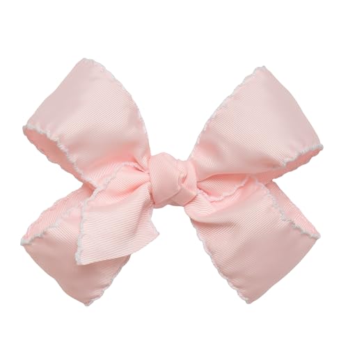 Nœud pour cheveux rose clair 15 cm avec pince lune pour fillette