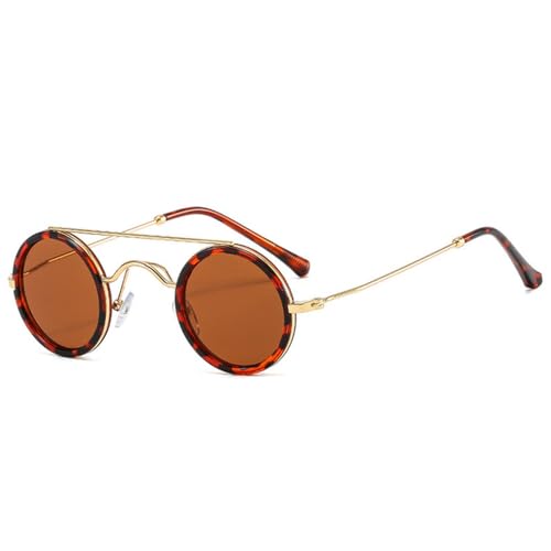 Lunettes de soleil rondes double pont en terrasse avec verres transparents vintage